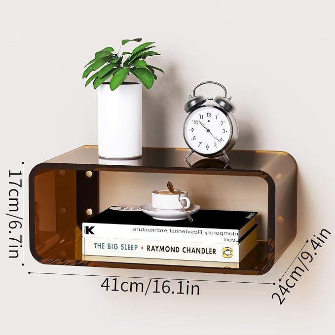 Acrylic Floating Nightstand, Bedside Table, Nightstand Shelf Wall Mounted - Image 3