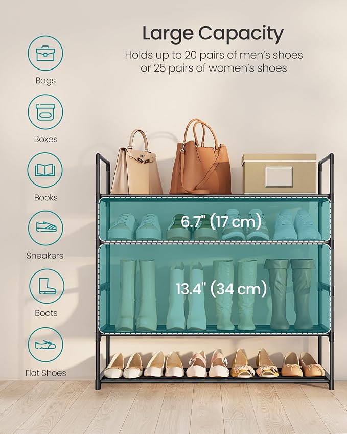 SONGMICS Shoe Rack, 5-Tier Shoe Organizer, Metal Storage Shelf, Upright or - Image 6
