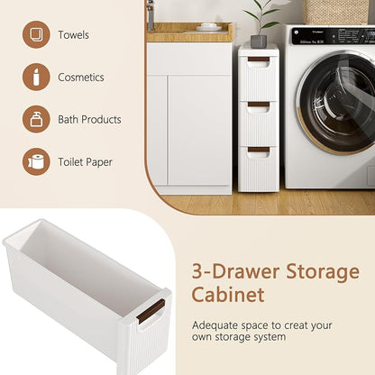 VECELO 3-Drawer Narrow Bathroom Storage Cabinet, Mobile Plastic Slim Rolling - Image 5