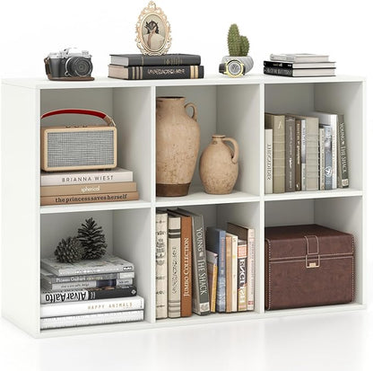 Giantex 6-Cube Bookcase, 3-Tier Cubby Bookshelf, Horizontal Vertical Display by Giantex