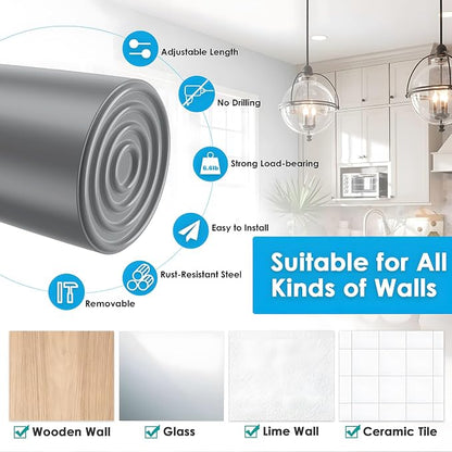 MEXAU 2Pack Spring Tension Curtain Rod 26-39 inch Silver Small Tension Rod | - Image 7