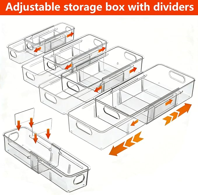 REBECAT 4 Pcs Expandable Clear Drawer Organizers, Adjustable Drawer Organizer - Image 4