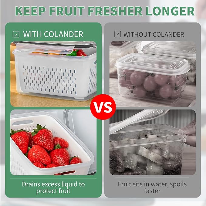 3 Pcs Fruit Containers for Fridge, Strawberry Storage Containers for Fridge - Image 4