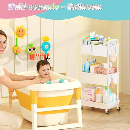 SUNALLY Baby Diaper Caddy Cart, 3 Tier Rolling Diaper Cart - Image 7