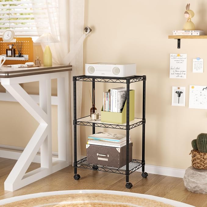 SINGAYE 3 Small Shelves Storage Shelf Wire Shelving Unit Metal Shelf Adjustable - Image 5