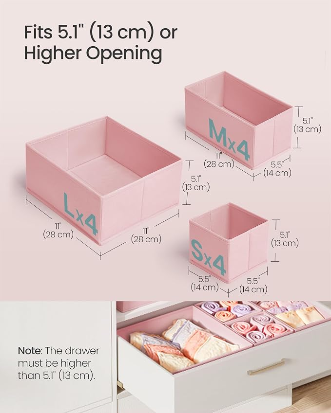 SONGMICS Drawer Organizers, Dresser Divider Organizers, Foldable Fabric Storage - Image 4