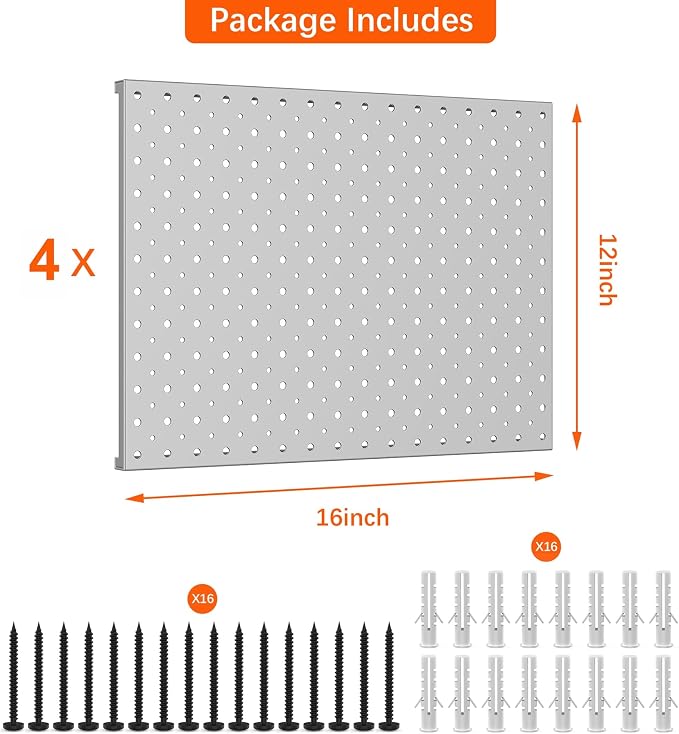 TORACK 4Pcs 12"x16" Metal Pegboard Panels - Image 4