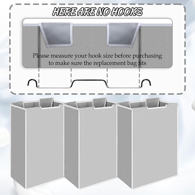 3 Pack Large Laundry Sorter Replacement Bags, Hamper Cart Removable Replacement - Image 3