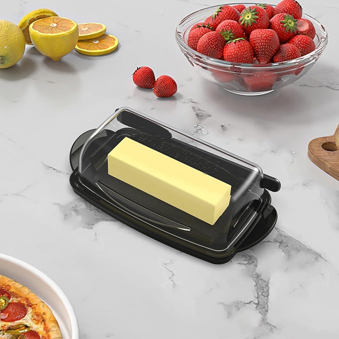 Butter Dishes with Lid for Countertop Refrigerator, Plastic Butter Dish Clear - Image 2
