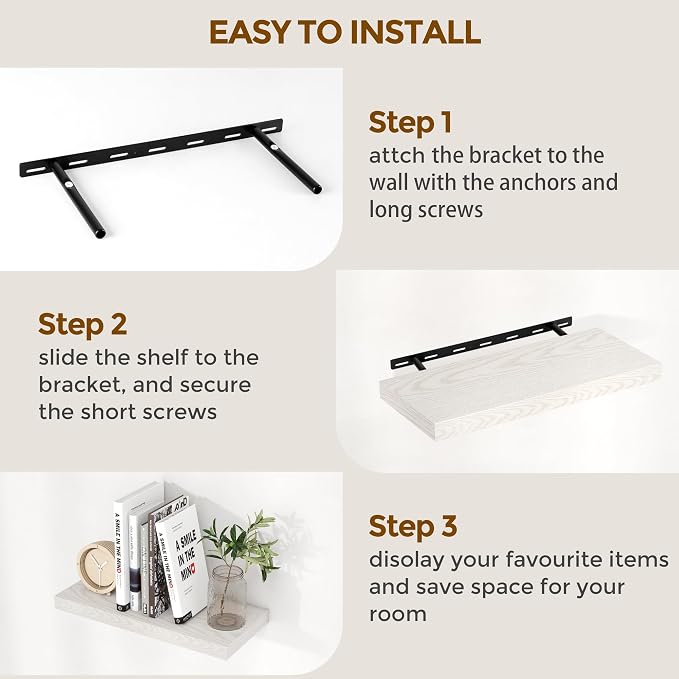 24 Inch Floating Shelves for Wall 2 Pack for Bedroom|Kitchen|Bathroom, Wall - Image 7