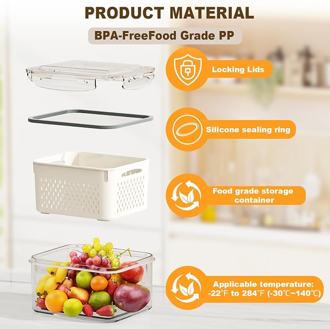 4 Pcs Fruit Storage Containers for Fridge - Image 3