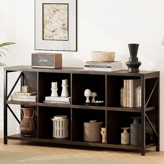 8 Cube Storage Organizer Bookshelf, Industrial Horizontal Bookcase, Accent by Unknown