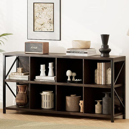 8 Cube Storage Organizer Bookshelf, Industrial Horizontal Bookcase, Accent by Unknown