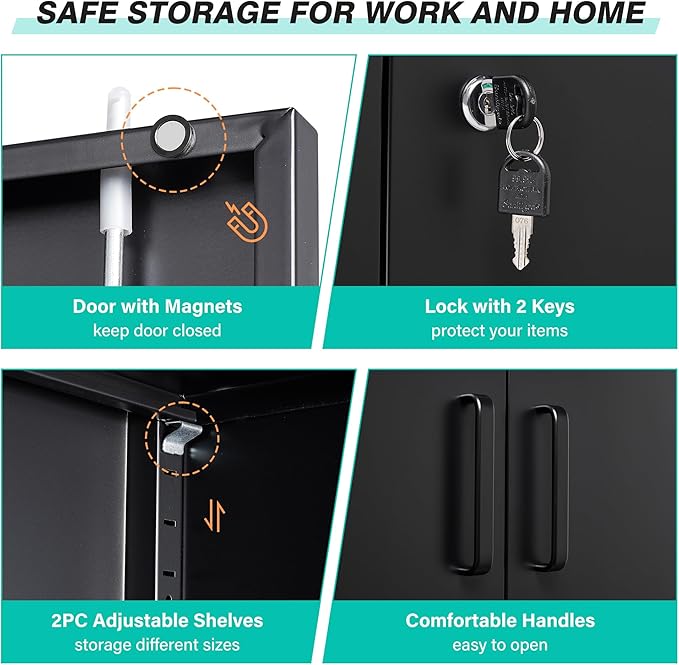 SISESOL Metal Storage Cabinet Locked Steel Cabinet - Image 5