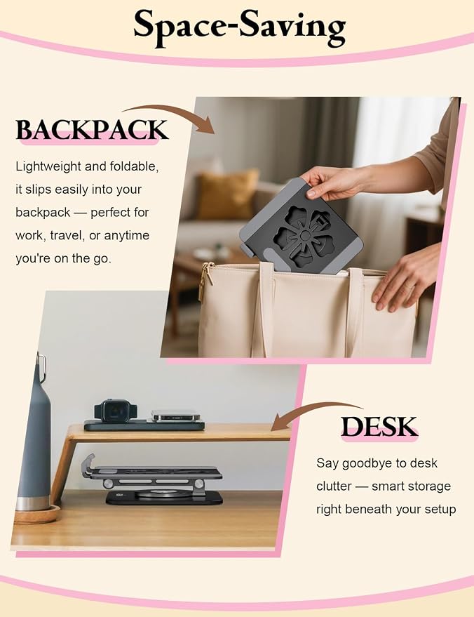 Tablet Stand for iPad, 360° Rotating Aluminum Foldable Holder – Adjustable Desk - Image 7