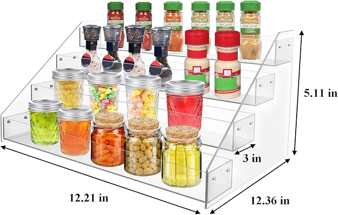 WUIVIUT Spice Rack Organizer For Cabinet, 3 in/Tier Acrylic Tiered Spice Shelf - Image 2