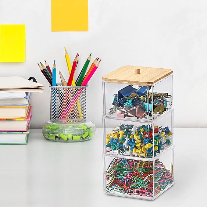 BTSKY Clear Stackable Paper Clip Holder - Image 7