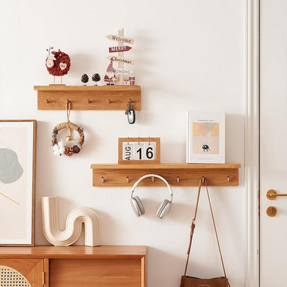 Oak Wood Coat Rack Wall Mount - Image 4