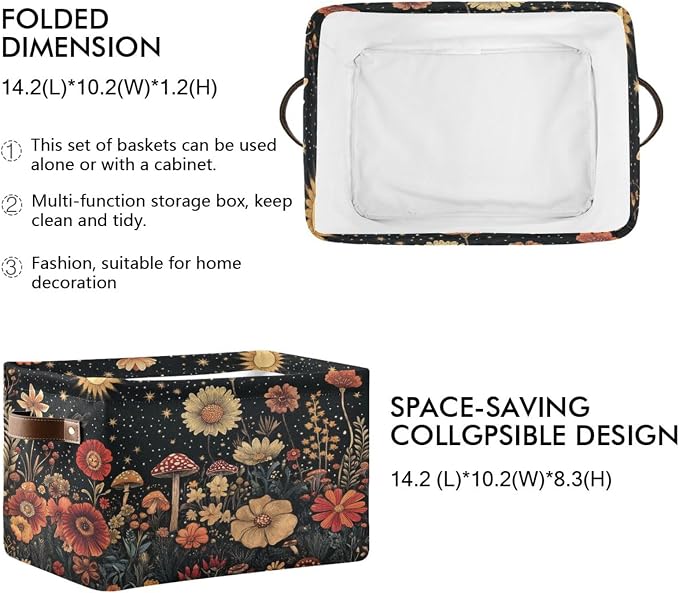 Celestial Garden with Blooming Flowers Stars Storage Bins Box Foldable Shelf - Image 2