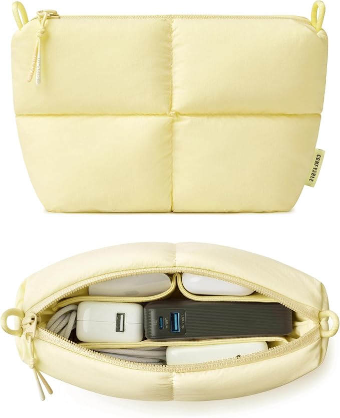 Comfyable Puffy Electronics Organizer Travel Case, Cute Tech Pouch by Comfyable