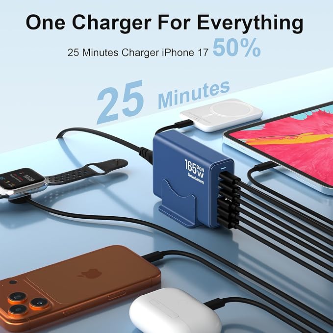165W GaN USB C Charging Station, 6 Port Desktop Charger - Image 3