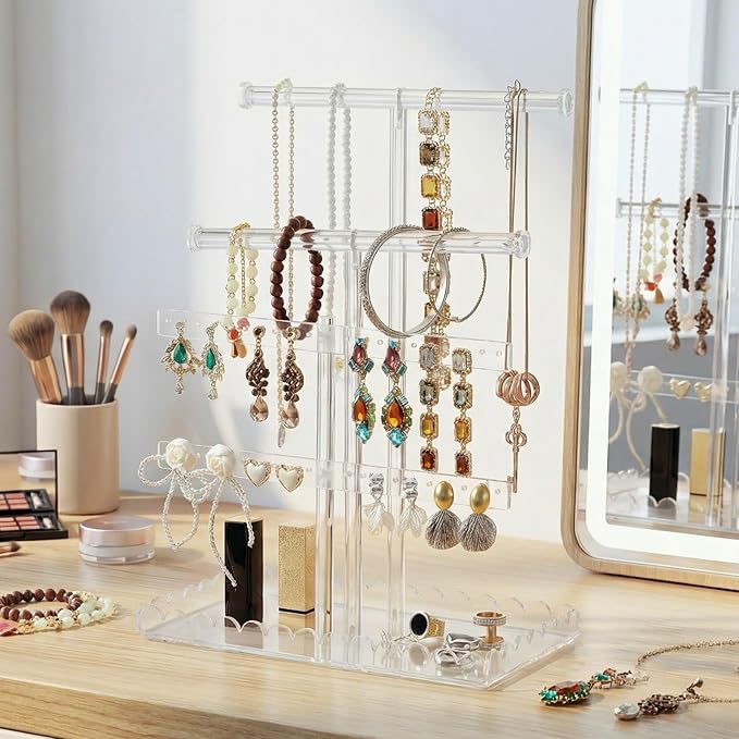 Acrylic Jewelry Stand with Scalloped Tray, Tower Tray Storage - Image 3