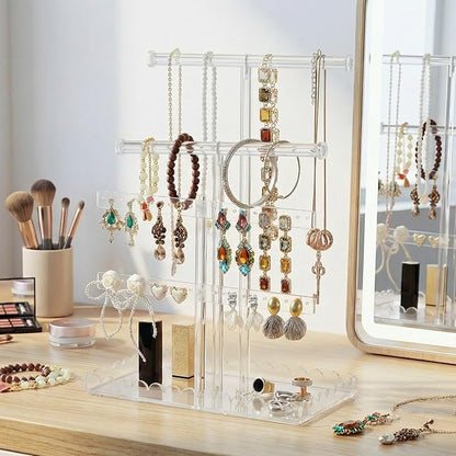Acrylic Jewelry Stand with Scalloped Tray, Tower Tray Storage - Image 3