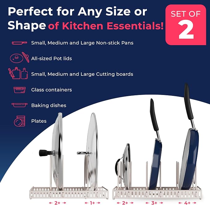 Better Things Home 14+ Dual Pan and Pot Lid Organizer Rack Set - Image 6