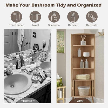 Corner Cabinet, 66.73'' Tall Modern Corner Bathroom Storage Cabinet - Image 8