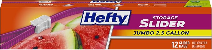 Hefty Slider Jumbo Storage Bags, 2.5 Gallon Extra Large Storage Bags by Hefty