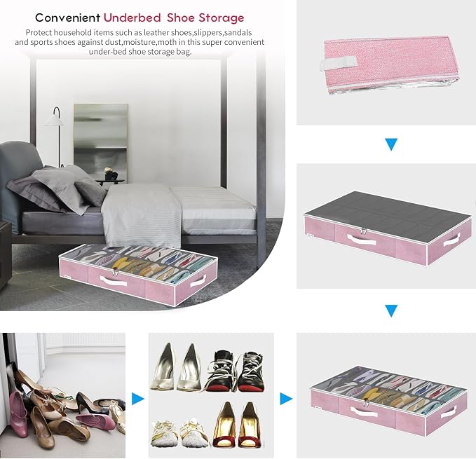 Onlyeasy Large Under Bed Shoe Organizer Container Box, Fit 16 to 32 Pairs of - Image 5