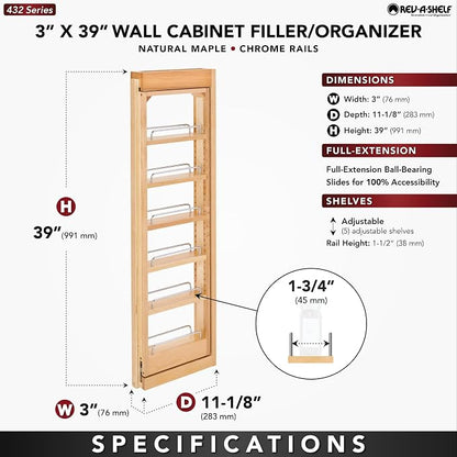 Rev-A-Shelf 3" W x 39" H Pull Out Quad Shelf Organizer - Image 3