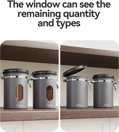 Veken Coffee Canister with Window, Airtight Stainless Steel Kitchen Food - Image 8