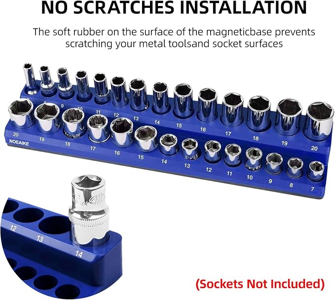 Magnetic Socket Organizer, 1/4 Inch Drive Sockets Holder, Holds 141 - Image 5