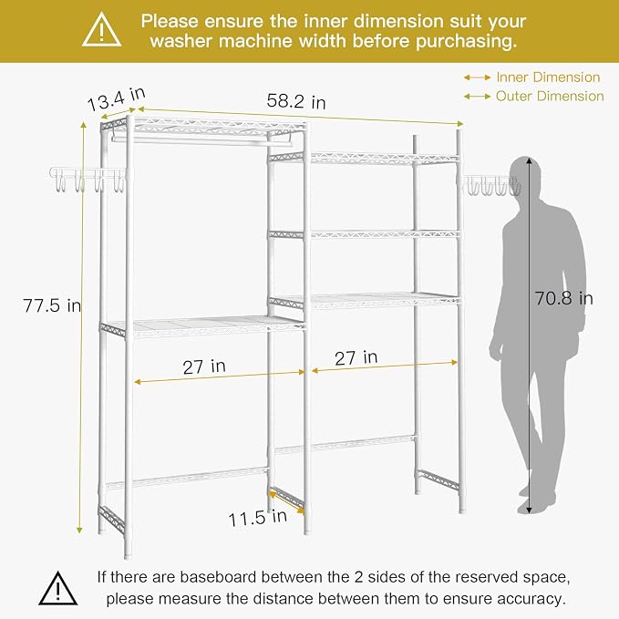 Ulif U5 Over the Washer and Dryer Storage Shelf, Laundry Room Space Saver - Image 3
