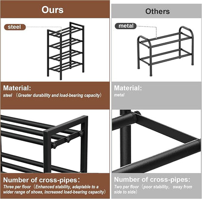 4-Tier Expandable Shoe Rack, Adjustable Shoe Shelf Storage Organizer Heavy Duty - Image 3