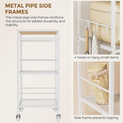 3-Tier Metal Storage Rack with Industrial Wheels, Mesh Shelving Unit with - Image 6
