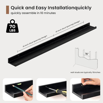 Picture Ledge Shelf, Floating Shelves Set of 2, 40 Inches Solid Wood Nursery - Image 5
