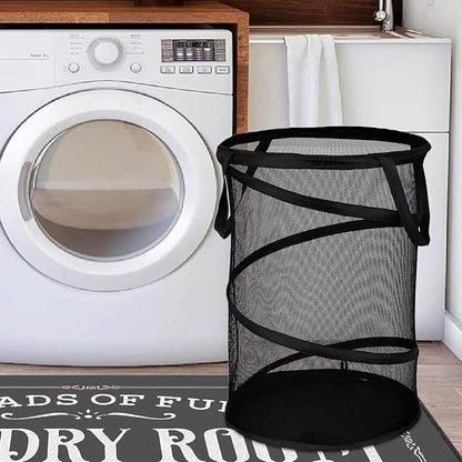 BATTOO Black X-Large Collapsible Laundry Basket Foldable Mesh Pop Up Hamper - Image 5