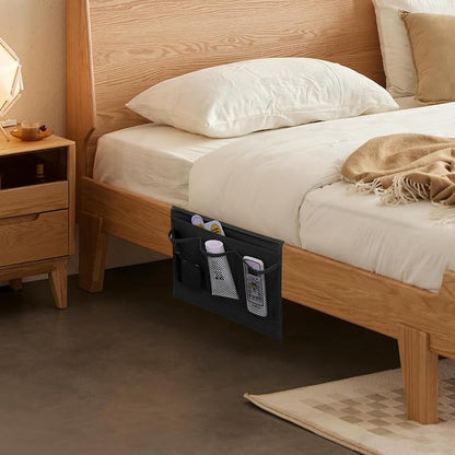 Bedside Storage Organizer with 4 Pockets, Bedside Caddy, Remote Control Holder - Image 2