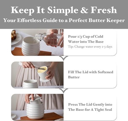 Butter Keeper Crock, 11 oz Large Ceramic Butter Dish - Image 3