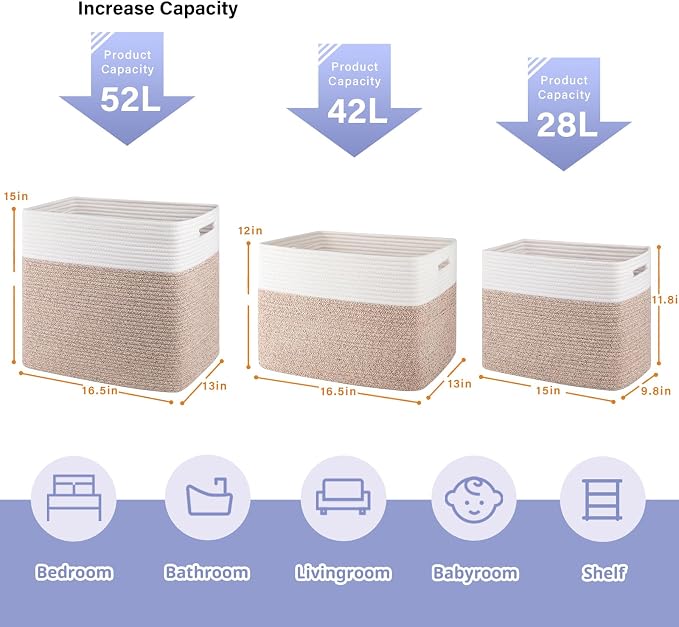 OIAHOMY Storage baskets for Shelf, Large Collapsible Storage Bins, Blanket - Image 2