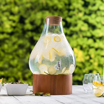 Classic Home Teardrop Clear Glass Ice Cold Beverage Drink Dispenser- 2.75 Gallon - Image 7