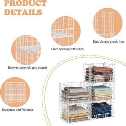 5-Tier Stackable Closet Organizers and Storage Baskets, Closet Shelf Organizer - Image 4