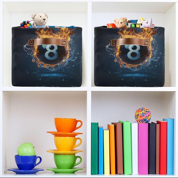 Billiard Ball with The Number 8 Storage Bins Box Foldable Shelf Basket - Image 6