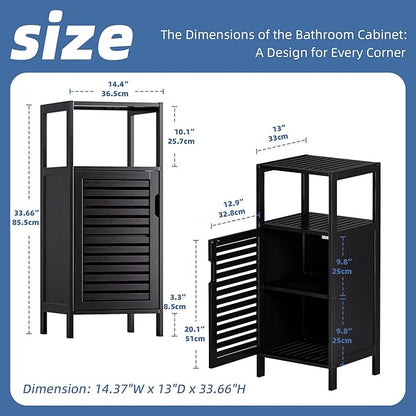 HITNET Bamboo Floor Cabinet, Small Bathroom Cabinet Floor Standing, 4 Tier - Image 3