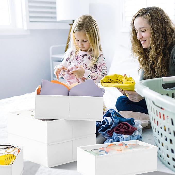 Criusia Drawer Organizer Clothes 6 Pack White- Dresser Organizer Bins - Image 7