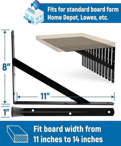 12-Pack 11 Inch Heavy Duty Shelf Brackets, Large Floating Wall Bracket - Image 2