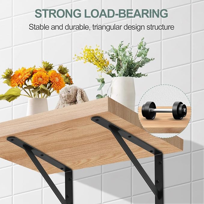 2 Pack L18 x H 12" Black Heavy Duty Shelf Brackets - Image 4