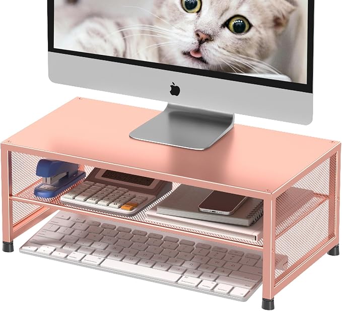 Desk Organizers and Accessories, 2-Tier Metal Computer Monitor Stand Riser - Image 8